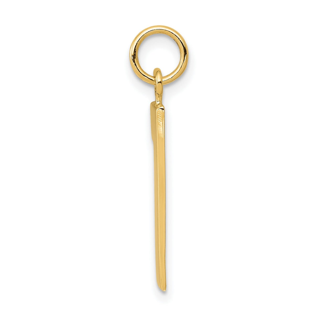 10k Yellow Gold Number One Pendant Charm, Sleek Polished Numeral Symbol for Men or Women