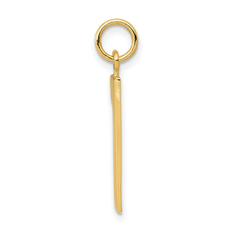 10k Yellow Gold Number One Pendant Charm, Sleek Polished Numeral Symbol for Men or Women