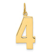 10k Yellow Gold Number 4 Pendant, Solid Gold Numeric Charm for Men or Women