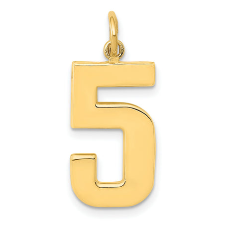 10k Yellow Gold Number 5 Pendant Charm, Polished Unisex Lucky Symbol Jewelry