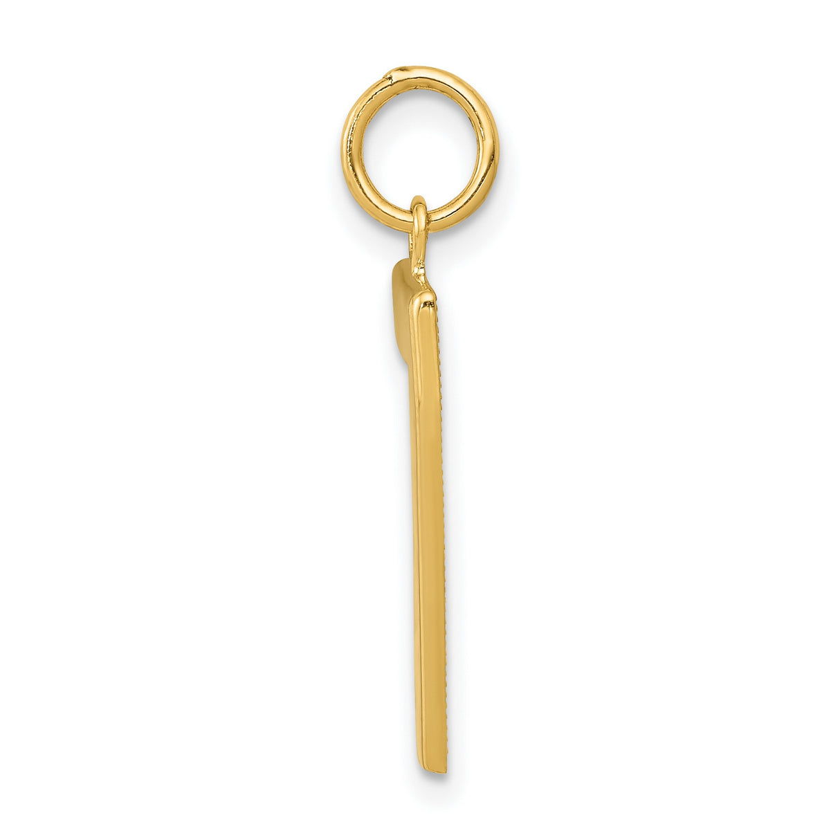 10k Yellow Gold Number Seven Pendant, Polished Minimalist Charm, Unisex Lucky Seven Design