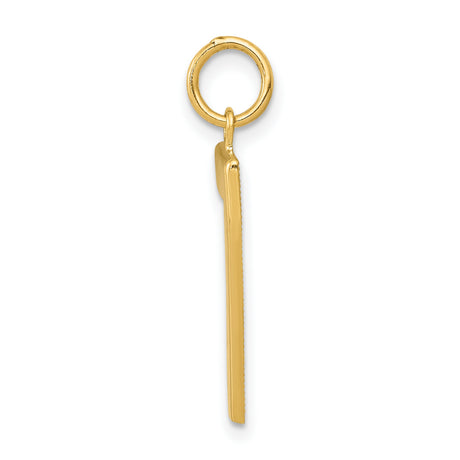 10k Yellow Gold Number Seven Pendant, Polished Minimalist Charm, Unisex Lucky Seven Design