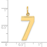 10k Yellow Gold Number Seven Pendant, Polished Minimalist Charm, Unisex Lucky Seven Design