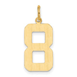 10k Yellow Gold Number 8 Pendant Charm, Polished Block Design, Symbol of Strength and Luck