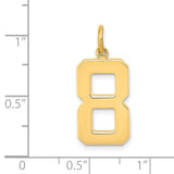 10k Yellow Gold Number 8 Pendant Charm, Polished Block Design, Symbol of Strength and Luck