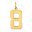 10k Yellow Gold Number 8 Pendant Charm, Polished Block Design, Symbol of Strength and Luck