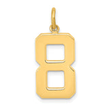 10k Yellow Gold Number 8 Pendant Charm, Polished Block Design, Symbol of Strength and Luck