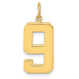 10k Yellow Gold Number 9 Pendant, Bold Polished Numeric Charm, Unisex Sports Jewelry