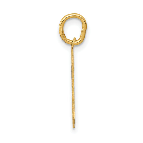 10k Yellow Gold Letter O Pendant, Textured Finish with Polished Edges, Unisex Initial Charm