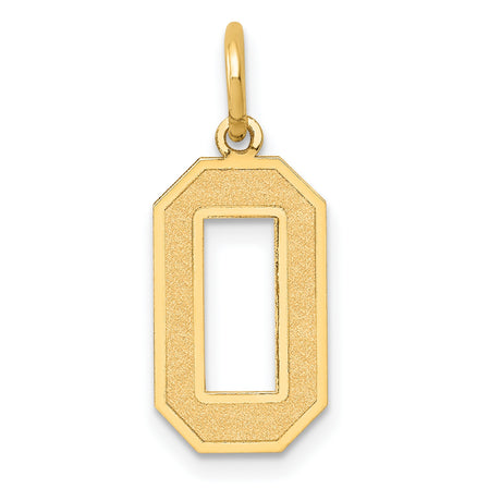 10k Yellow Gold Letter O Pendant, Textured Finish with Polished Edges, Unisex Initial Charm