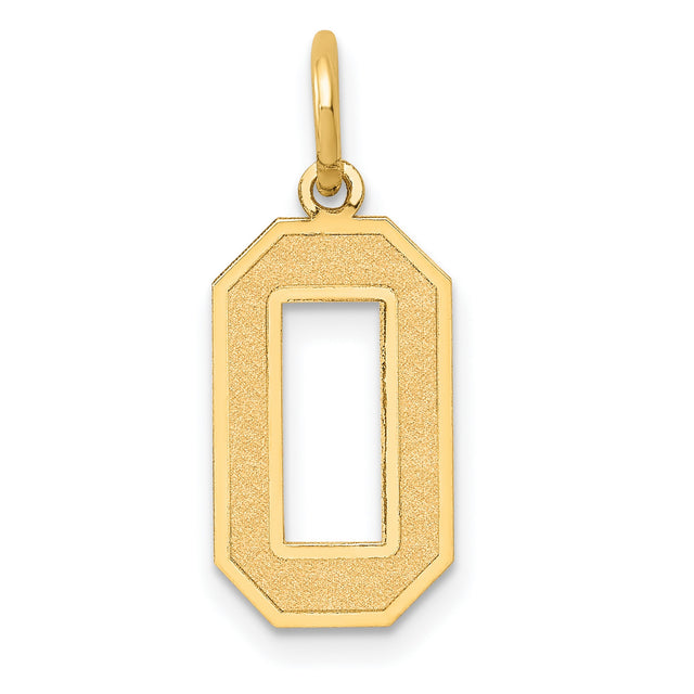10k Yellow Gold Letter O Pendant, Textured Finish with Polished Edges, Unisex Initial Charm