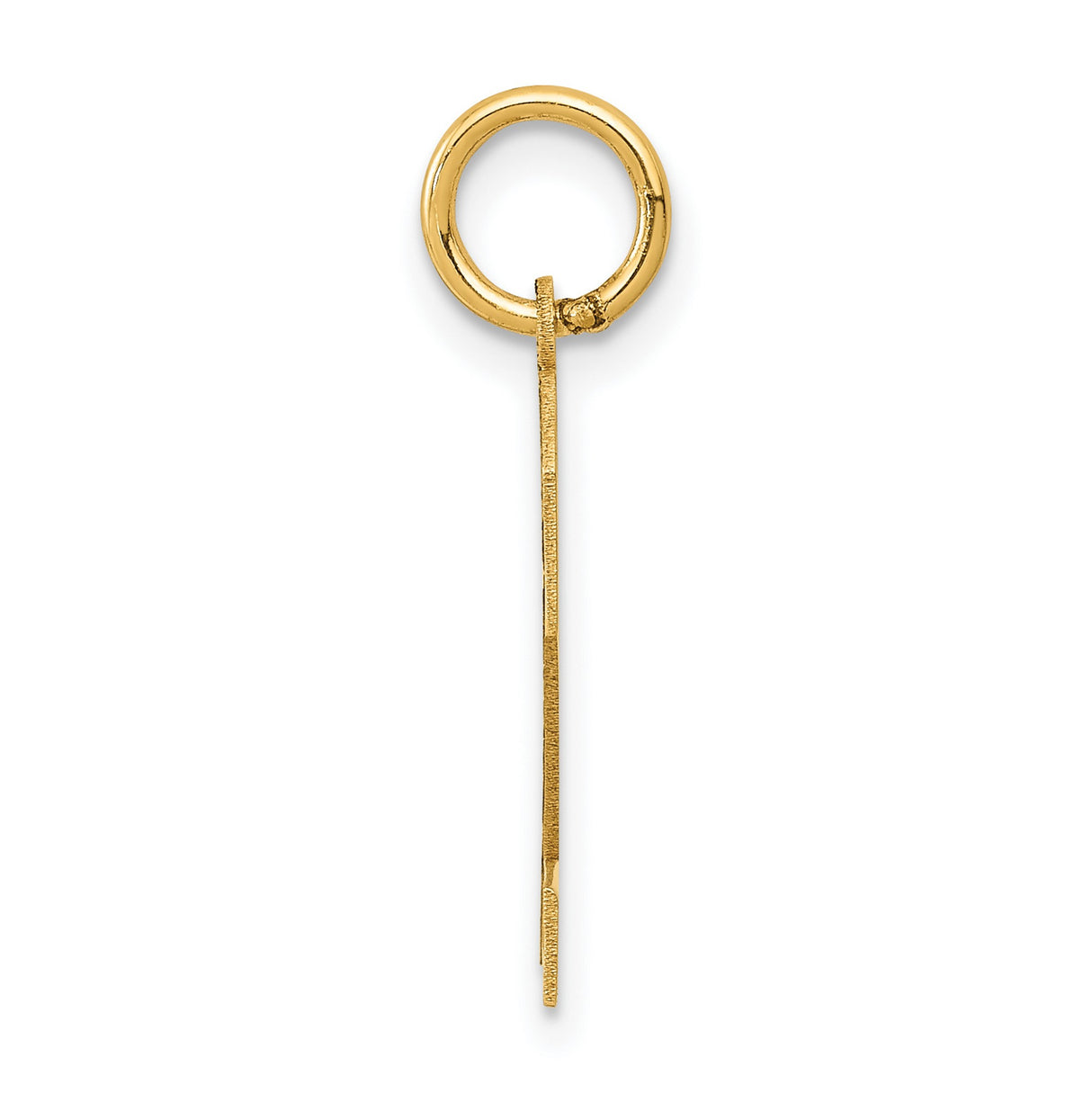 10k Yellow Gold Number 2 Pendant Charm with Textured Design and Polished Outline