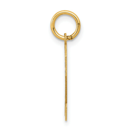 10k Yellow Gold Number 2 Pendant Charm with Textured Design and Polished Outline
