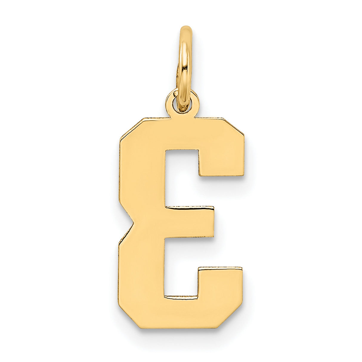 Medium Satin Number 3 Charm Pendant in Real 10k Yellow Gold