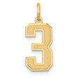 Medium Satin Number 3 Charm Pendant in Real 10k Yellow Gold
