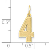 Medium Satin Number 4 Charm Pendant in Real 10k Yellow Gold