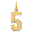 10k Yellow Gold Number 5 Pendant Charm, Bold Block Numeral Design, Unisex Jewelry