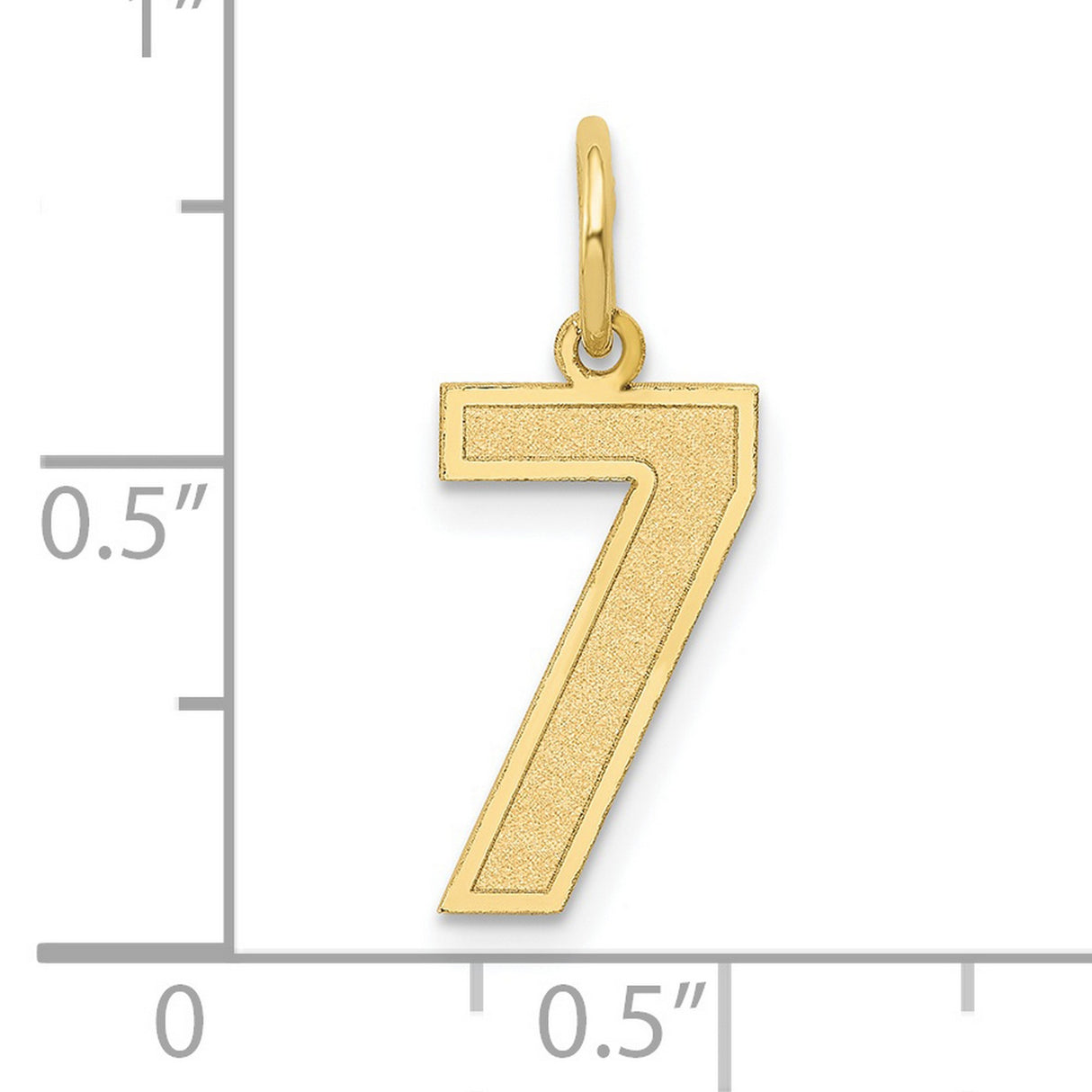 10k Yellow Gold Number 7 Pendant with Textured Design and Polished Edges