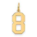 10k Yellow Gold Number 8 Pendant Charm, Textured Block Style Numerology Jewelry