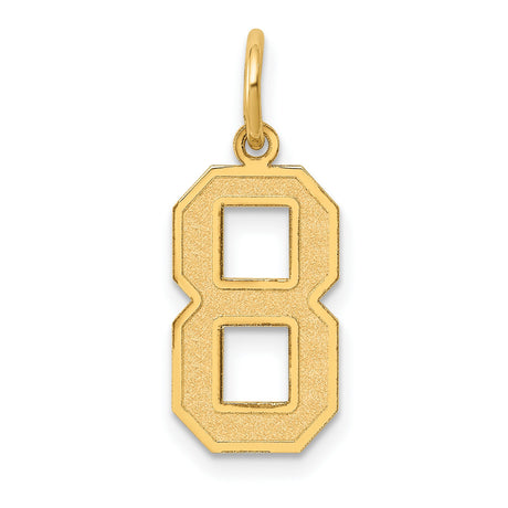 10k Yellow Gold Number 8 Pendant Charm, Textured Block Style Numerology Jewelry