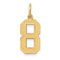 10k Yellow Gold Number 8 Pendant Charm, Textured Block Style Numerology Jewelry