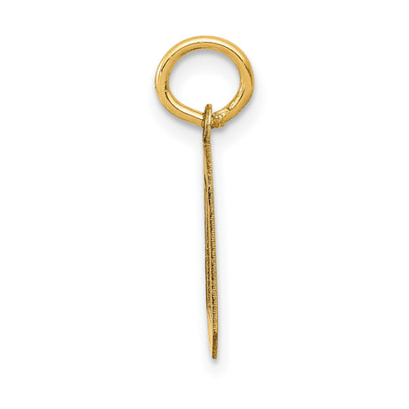 10k Yellow Gold Number 0 Pendant Charm, Block Style Open Design, Unisex Jewelry