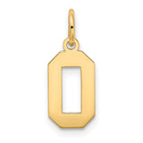 10k Yellow Gold Number 0 Pendant Charm, Block Style Open Design, Unisex Jewelry