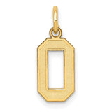 10k Yellow Gold Number 0 Pendant Charm, Block Style Open Design, Unisex Jewelry