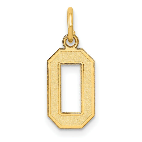 10k Yellow Gold Number 0 Pendant Charm, Block Style Open Design, Unisex Jewelry