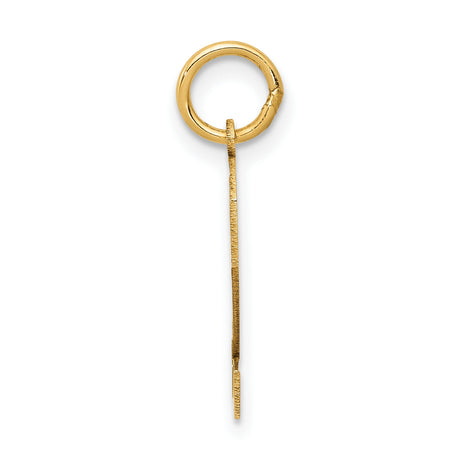 10k Yellow Gold Number 2 Pendant Charm, Bold Block Style with Textured Finish