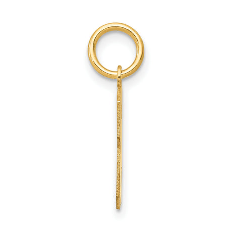 10k Yellow Gold Number 3 Pendant Charm with Textured Center and Polished Edges