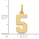 10k Yellow Gold Number 5 Charm Pendant, Bold Textured Design for Men and Women