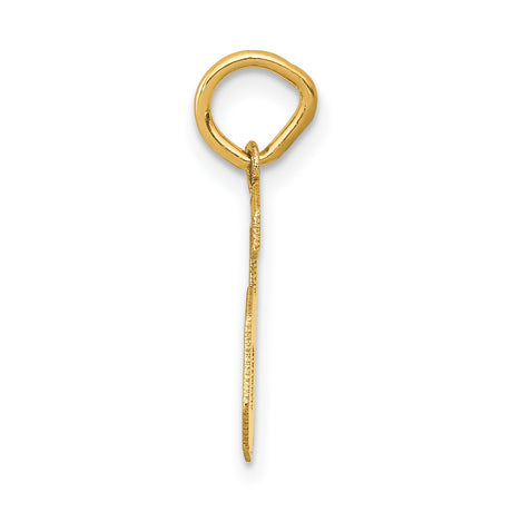 10k Yellow Gold Number 6 Pendant Charm, Block Style with Satin Finish, Unisex Jewelry