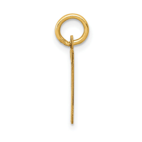 10k Yellow Gold Number 7 Pendant, Textured with Polished Border, Unisex Numerology Charm