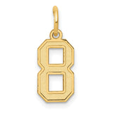 10k Yellow Gold Number 8 Pendant Charm, Block Style Numeral, Unisex Jewelry