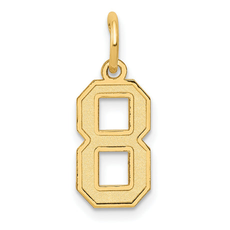 10k Yellow Gold Number 8 Pendant Charm, Block Style Numeral, Unisex Jewelry
