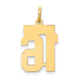 Small Satin Number 16 Charm Pendant in Real 10k Yellow Gold