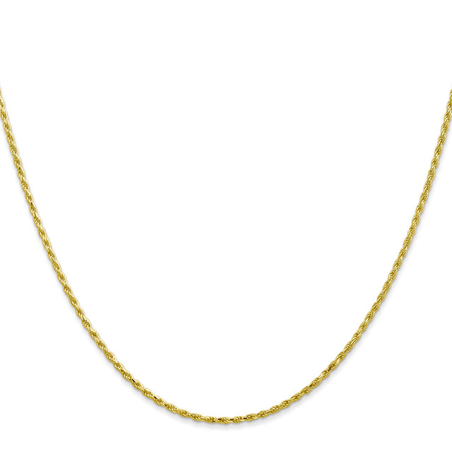 10K Yellow Gold 1.3 mm Rope Chain Necklace, Polished