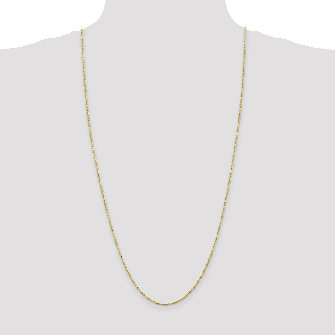 10K Yellow Gold 1.3 mm Rope Chain Necklace, Polished detail view