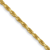 10K Yellow Gold 1.3 mm Rope Chain Necklace, Polished detail view