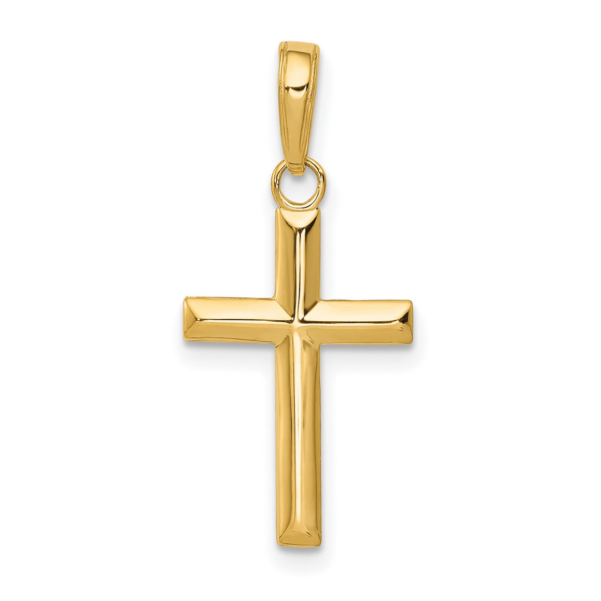 10k Yellow Gold Cross Pendant, Small Minimalist Religious Jewelry for Men and Women