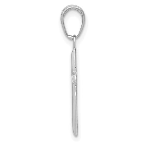 10k White Gold Cross Pendant, Sleek Beveled Design, High Polish Religious Charm for Men and Women
