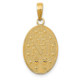 10k Yellow Gold Miraculous Medal Pendant Featuring Virgin Mary and Catholic Inscription