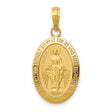 10k Yellow Gold Miraculous Medal Pendant Featuring Virgin Mary and Catholic Inscription