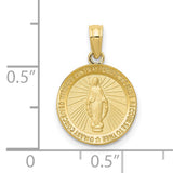 10k Yellow Gold Miraculous Medal Pendant Featuring Virgin Mary, Catholic Religious Charm