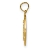 10k Yellow Gold Miraculous Medal Pendant with Virgin Mary Inscription, Catholic Charm