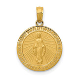 10k Yellow Gold Miraculous Medal Pendant with Virgin Mary Inscription, Catholic Charm