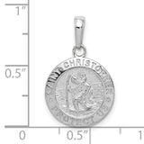 Saint Christopher Medal Charm Pendant in Real 10k White Gold