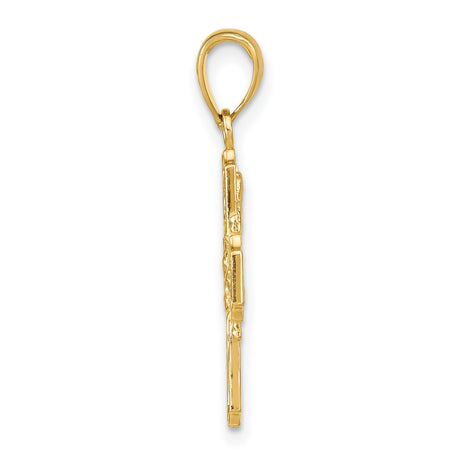 10k Yellow Gold Four Way Cross Pendant with Sacred Heart and St. Christopher