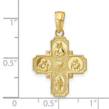 10k Yellow Gold Four Way Cross Pendant with Sacred Heart and St. Christopher